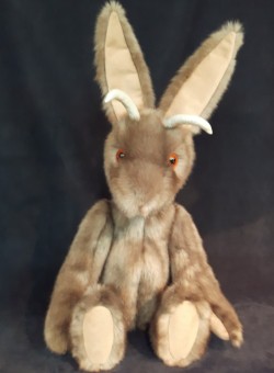 Jackalope from faux fur with resin antlers