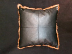 Leather pillow back from upcycled leather coat